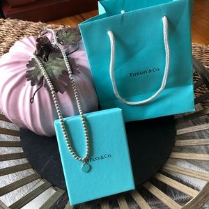 Tiffany & Co small beaded enamel heart necklace